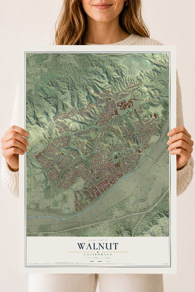 Map of Walnut, California, 18 x 24 inch unframed archival matte print