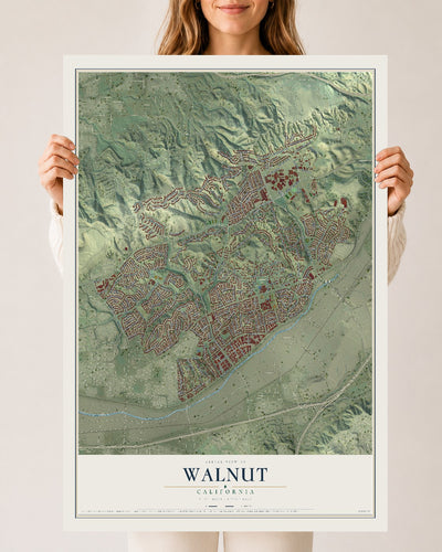 Map of Walnut, California, 24 x 36 inch unframed archival matte print