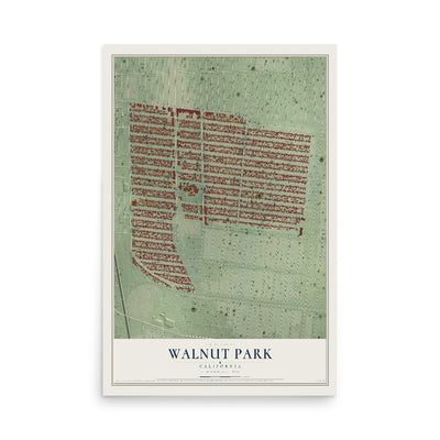 Map of Walnut Park, California, 12 x 18 inch unframed archival matte print