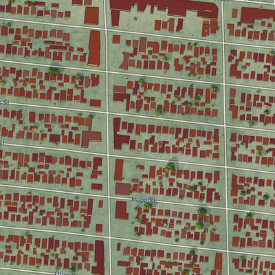 Second close-up of the map of Walnut Park, California print showing more streets and buildings