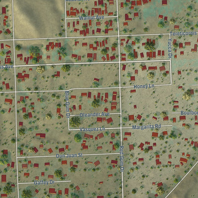 Close-up of the map of Warm Springs, California print showing street and building detail