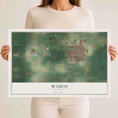 Map of Wasco, California, 12 x 18 inch unframed archival matte print