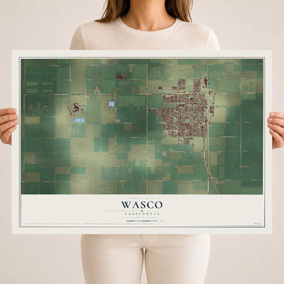 Map of Wasco, California, 18 x 24 inch unframed archival matte print