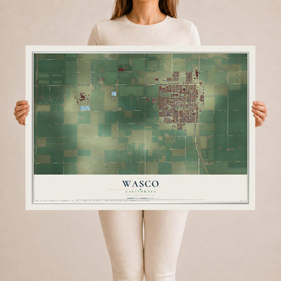Map of Wasco, California, 24 x 36 inch unframed archival matte print