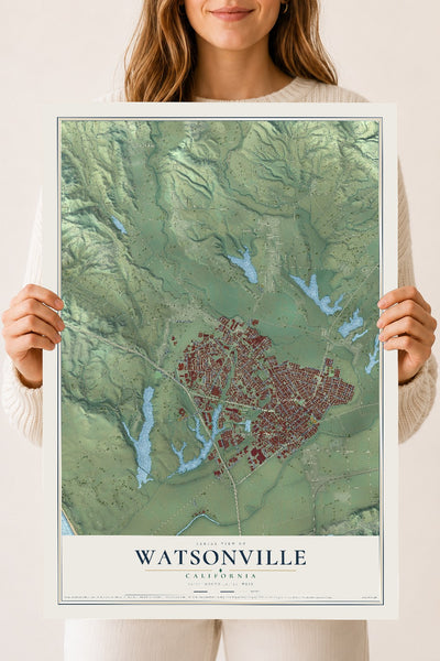 Map of Watsonville, California, 18 x 24 inch unframed archival matte print