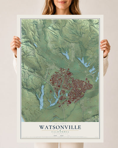 Map of Watsonville, California, 24 x 36 inch unframed archival matte print