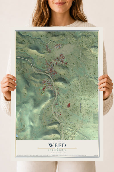 Map of Weed, California, 18 x 24 inch unframed archival matte print