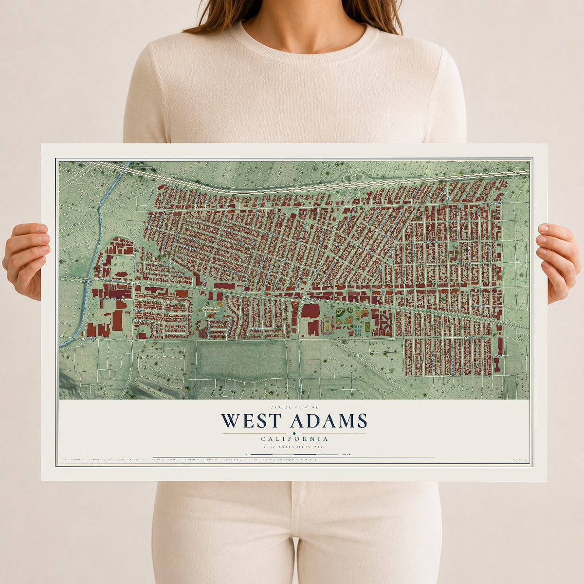 Map of West Adams, California, 12 x 18 inch unframed archival matte print