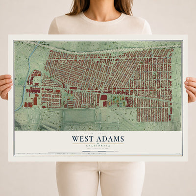 Map of West Adams, California, 18 x 24 inch unframed archival matte print