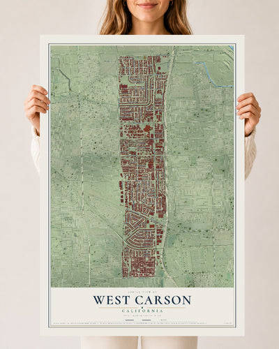 Map of West Carson, California, 24 x 36 inch unframed archival matte print