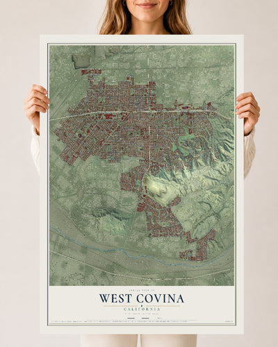 Map of West Covina, California, 24 x 36 inch unframed archival matte print