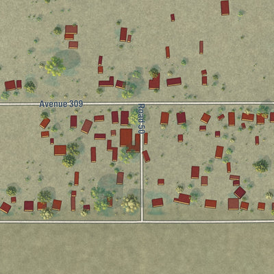Close-up of the map of West Goshen, California print showing street and building detail