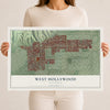 Map of West Hollywood, California, 12 x 18 inch unframed archival matte print