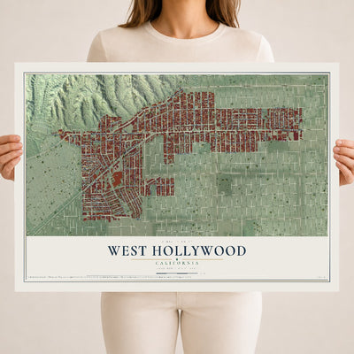Map of West Hollywood, California, 18 x 24 inch unframed archival matte print