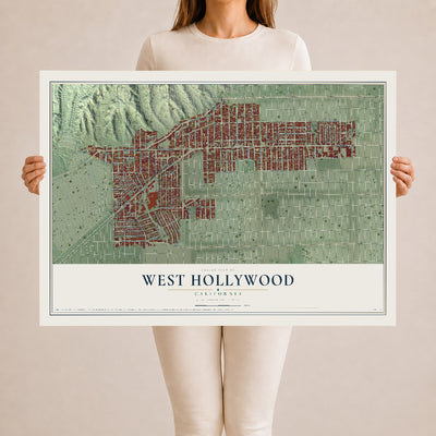 Map of West Hollywood, California, 24 x 36 inch unframed archival matte print