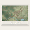 West Modesto, California map print, the full design