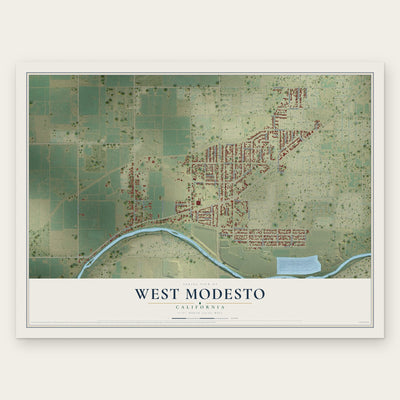 West Modesto, California map print, the full design