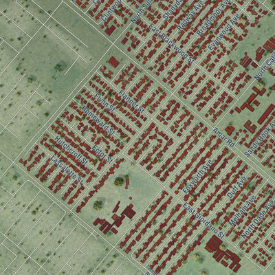 Second close-up of the map of West Puente Valley, California print showing more streets and buildings