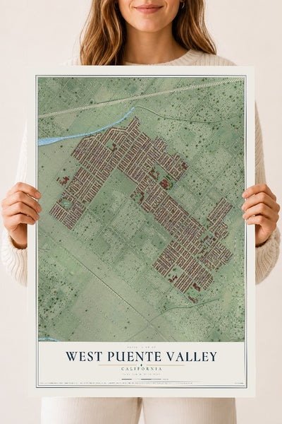 Map of West Puente Valley, California, 18 x 24 inch unframed archival matte print