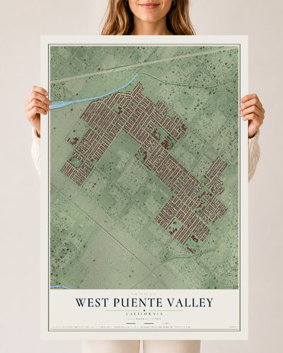 Map of West Puente Valley, California, 24 x 36 inch unframed archival matte print