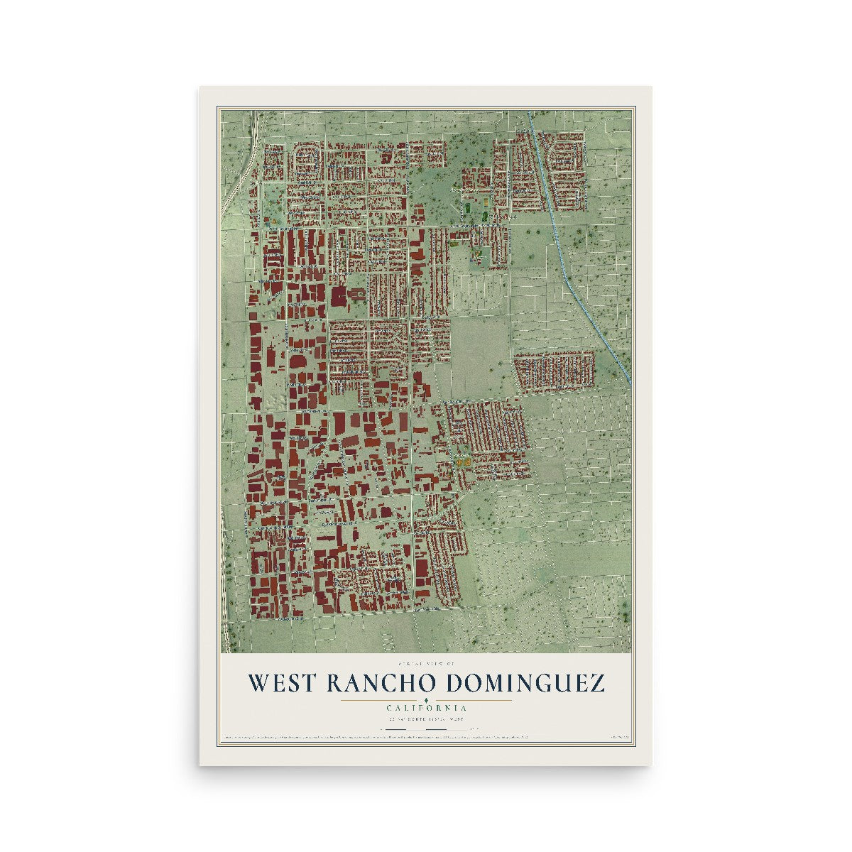 Map of West Rancho Dominguez, California, 12 x 18 inch unframed archival matte print