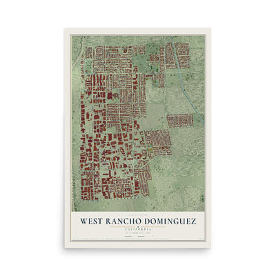 Map of West Rancho Dominguez, California, 12 x 18 inch unframed archival matte print