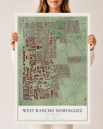 Map of West Rancho Dominguez, California, 24 x 36 inch unframed archival matte print