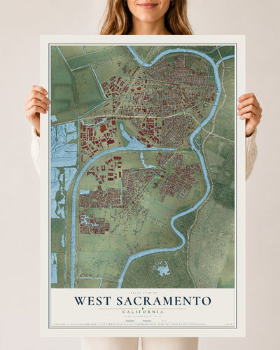 Map of West Sacramento, California, 24 x 36 inch unframed archival matte print