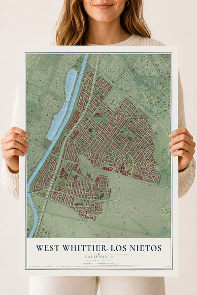 Map of West Whittier-Los Nietos, California, 18 x 24 inch unframed archival matte print