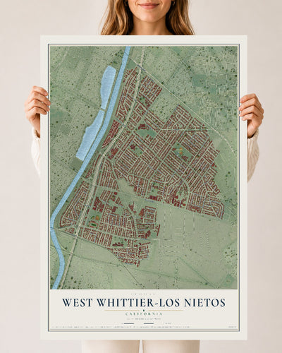 Map of West Whittier-Los Nietos, California, 24 x 36 inch unframed archival matte print