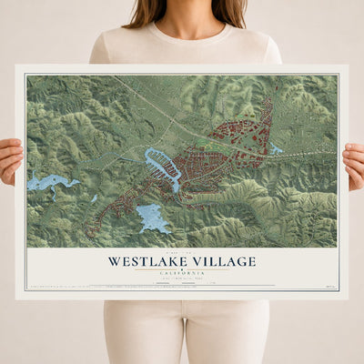 Map of Westlake Village, California, 18 x 24 inch unframed archival matte print
