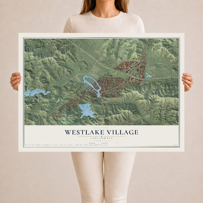 Map of Westlake Village, California, 24 x 36 inch unframed archival matte print