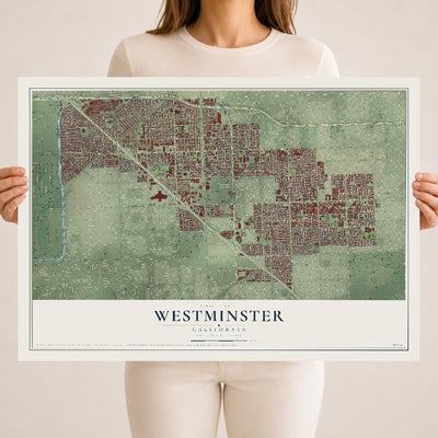 Map of Westminster, California, 18 x 24 inch unframed archival matte print
