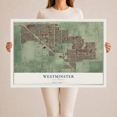 Map of Westminster, California, 24 x 36 inch unframed archival matte print