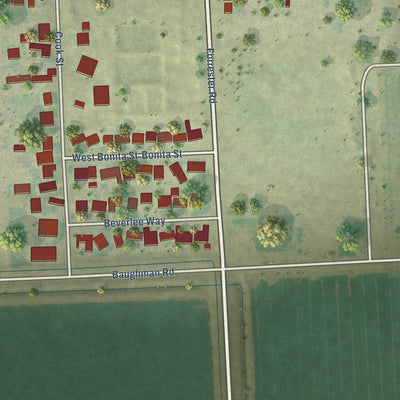 Second close-up of the map of Westmorland, California print showing more streets and buildings