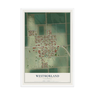 Map of Westmorland, California, 12 x 18 inch print in a white wood frame