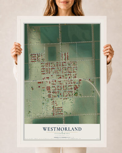 Map of Westmorland, California, 24 x 36 inch print in a white wood frame
