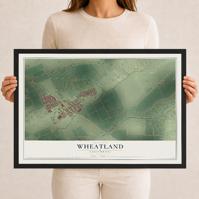 Map of Wheatland, California, 12 x 18 inch print in a black wood frame