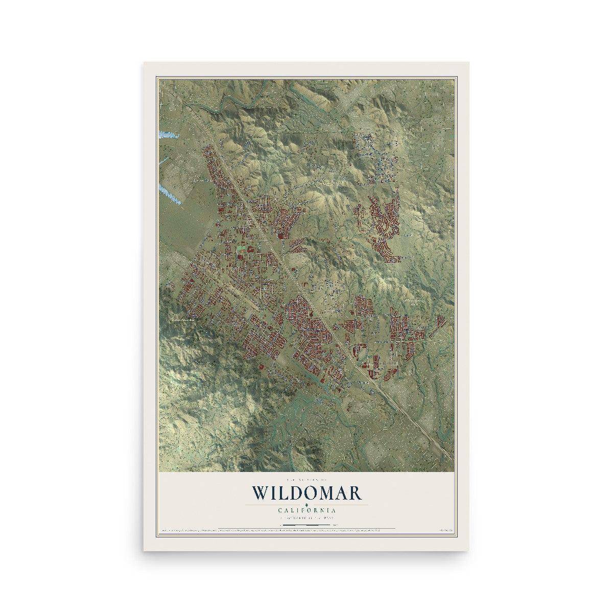 Map of Wildomar, California, 12 x 18 inch unframed archival matte print