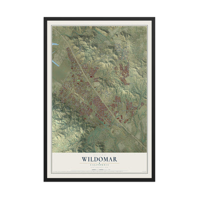 Map of Wildomar, California, 12 x 18 inch print in a black wood frame