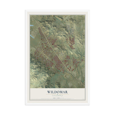 Map of Wildomar, California, 12 x 18 inch print in a white wood frame