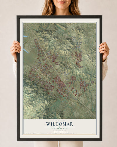 Map of Wildomar, California, 24 x 36 inch print in a black wood frame