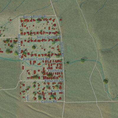 Close-up of the map of Wilkerson, California print showing street and building detail