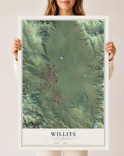 Map of Willits, California, 24 x 36 inch unframed archival matte print