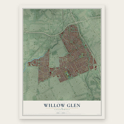 Willow Glen, California map print, the full design