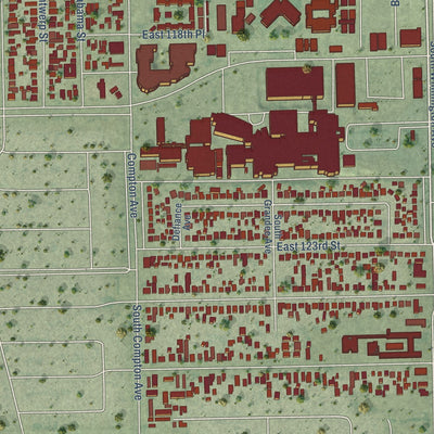 Second close-up of the map of Willowbrook, California print showing more streets and buildings