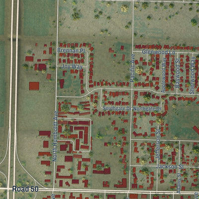 Second close-up of the map of Willows, California print showing more streets and buildings
