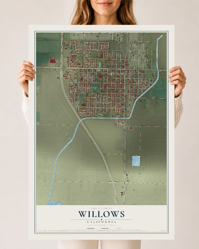 Map of Willows, California, 24 x 36 inch unframed archival matte print