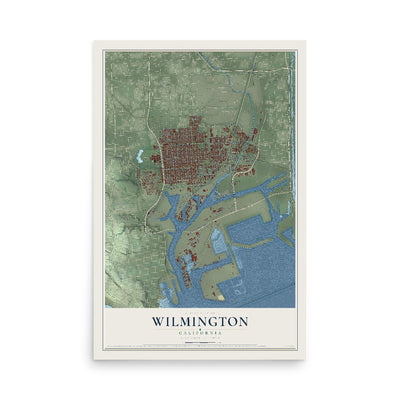 Map of Wilmington, California, 12 x 18 inch unframed archival matte print