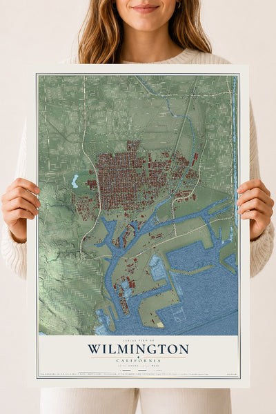 Map of Wilmington, California, 18 x 24 inch unframed archival matte print